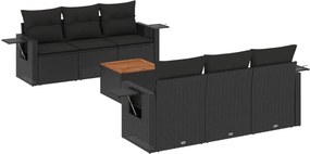 vidaXL 7 részes fekete polyrattan kerti ülőgarnitúra párnával