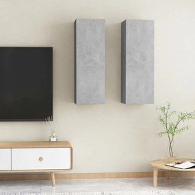 2 db betonszürke szerelt fa TV-szekrény 30,5 x 30 x 90 cm