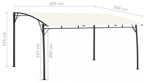 krémszínű kerti napellenző 4 x 3 x 2,55 m