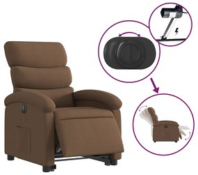 elektromos felállást segítő barna szövet dönthető fotel