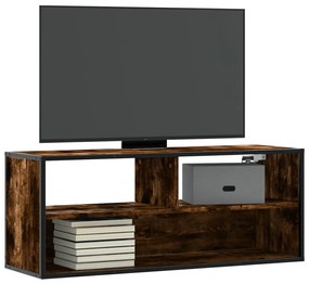 füstös tölgy színű szerelt fa és fém TV-szekrény 100x31x39,5 cm