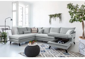 Charming Charlie világosszürke kinyitható U alakú kanapé, bal oldali - Miuform