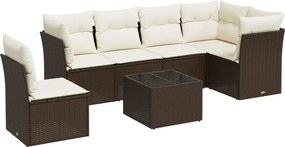 vidaXL 7 részes barna polyrattan kerti ülőgarnitúra párnákkal