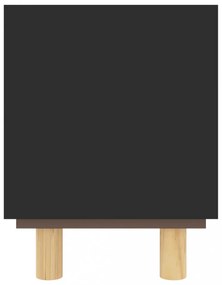 fekete fenyőfa és természetes rattan TV-szekrény 105x30x40 cm
