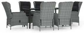 vidaXL 7 részes világosszürke kerti étkezőgarnitúra