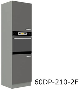 GRISS magas süllyesztett konyhaszekrény 60 DP-210 2F, 60x210x57, szürke/szürke magasfényű