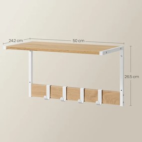 2 db fali polc szett, MDF + fém, tölgy/fehér színben, 50×24×27 cm – ABP-E1083 WT