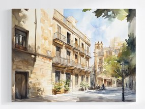 Canvas Vászonkép Mediterrán Utca Akvarell Tájkép 80x60