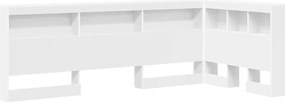 vidaXL Tároló fejtámla polcokkal fejtámlával Fehér 90 cm Faanyag