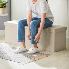 Puff, Összecsukható tárolópad 110 x 38 x 38 cm, bézs