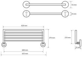 SAPHO XR420 X-Round törölközőtartó 65 cm, ezüst