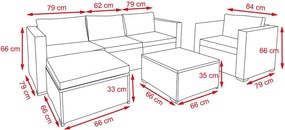 Avenberg MONTE rattan sarokgarnitúra - szürke/fekete