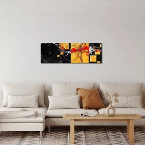 Absztrakt kép - Táncosok (órával) (90x30 cm)
