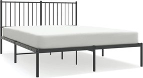 vidaXL fekete fém ágykeret fejtámlával 140 x 190 cm