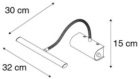 Design fali lámpa fekete 32 cm LED-del és dimmerrel - Tableau