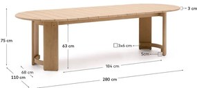 Eukaliptusz étkezőasztal 110x280 cm Xoriguer – Kave Home