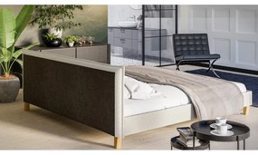 Krémszínű kárpitozott franciaágy ágyráccsal 200x200 cm Tina – Ropez