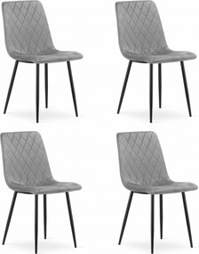 Szürke bársonyszék TURIN fekete lábakkal