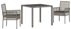 vidaXL Kert étkező szett 3 pcs Szürke polirattan