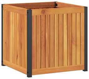 vidaXL tömör akácfa és acél kerti virágtartó 45 x 45 x 44 cm