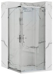 Rea Punto, zuhanykabin 90x90x190 cm, 5mm átlátszó üveg, króm profil + fehér Savoy zuhanytálca, KPL-K1007