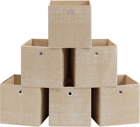 Hordozható tárolódobozok, 6 darabos szett, hajtogatható, homokbézs színben