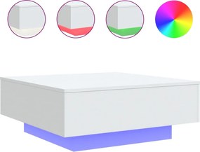 vidaXL fehér dohányzóasztal LED-lámpákkal 80 x 80 x 31 cm