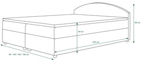 Franciaágy  Boxspring 160 cm Orlando (minta + világosbarna) (matraccal és tárolóhellyel). 1047283
