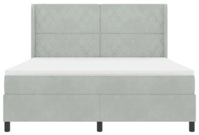 Boxspring Ágy Matrac Fény Szürke 180x200 cm Bársony