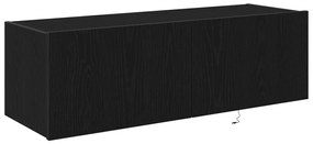 TV Falióra LED világítással Fekete Tölgy 100x35x31 cm