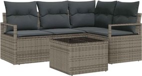 vidaXL Kanapé Szett párnával tárolóval 5 pcs Világosszürke polirattan