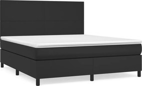 vidaXL fekete műbőr rugós ágy matraccal 180 x 200 cm