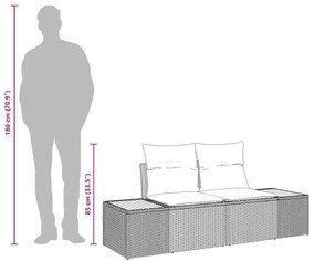 2 személyes kertigarnitúra tárolóval és párnákkal szürke poli rattan