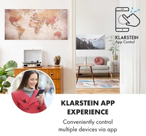 Klarstein Wonderwall Air Art Smart, infravörös hősugárzó, 120 x 60 cm, 700 W, alkalmazás, világtérkép