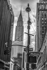 Poszter 67,5x100cm New York város alaprajza Chrysler 2 épülettel, Assaf Fran