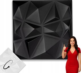 Falpanel Dekor 3D Mennyezeti Kazetta Kristály Fekete Polisztirol 50 cm