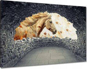Vászonkép 60x40 Ló az őszi levelek között