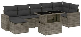 8 részes szürke polyrattan kerti ülőgarnitúra párnákkal