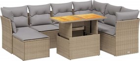 vidaXL 8 részes bézs polyrattan kerti ülőgarnitúra párnával