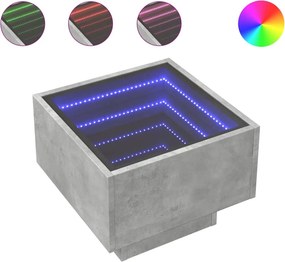 vidaXL betonszürke szerelt fa kisasztal LED-del 40 x 40 x 30 cm