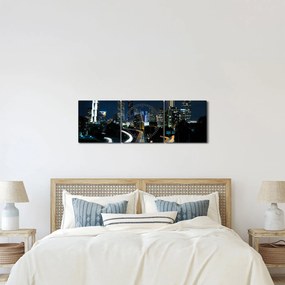 Éjszakai metropolisz képe (órával) (90x30 cm)