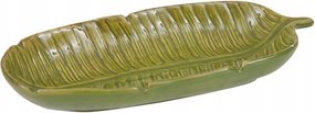 Patera Zöld Kerámia Levél 25x11cm Gyümölcsökhöz