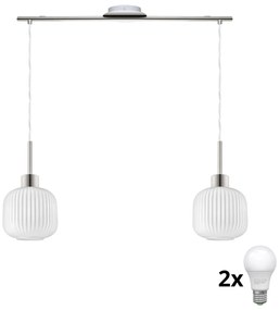 Kábeles LED csillár HARMA 2xE27/60W/230V matt króm/fehér