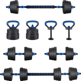 vidaXL 2 az 1-ben Kettlebell és Súlyzó Készlet 30kg Fekete és Kék