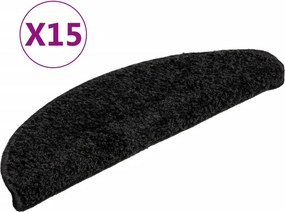 vidaXL 15 db fekete, félkör alakú lépcsőszőnyeg 56 x 17 x 3 cm