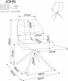 John Raven forgatható étkezőszék sötétbézs/fekete