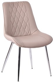 Scaun de luat masa elegant în culoarea latte, cu tapițerie din piele ecologică