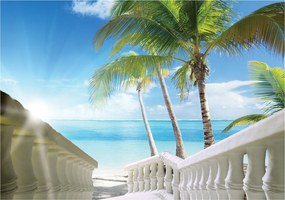 Flizelin fotótapéta Trópusi tengerpart Pálmafák Óceán Relaxáció 254x184 +ragasztó