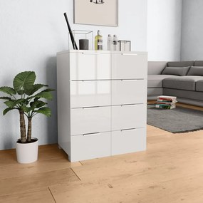 magasfényű fehér szerelt fa tálalószekrény 60 x 35 x 80 cm