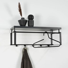 Fekete fém fali fogas polccal Rex – Spinder Design